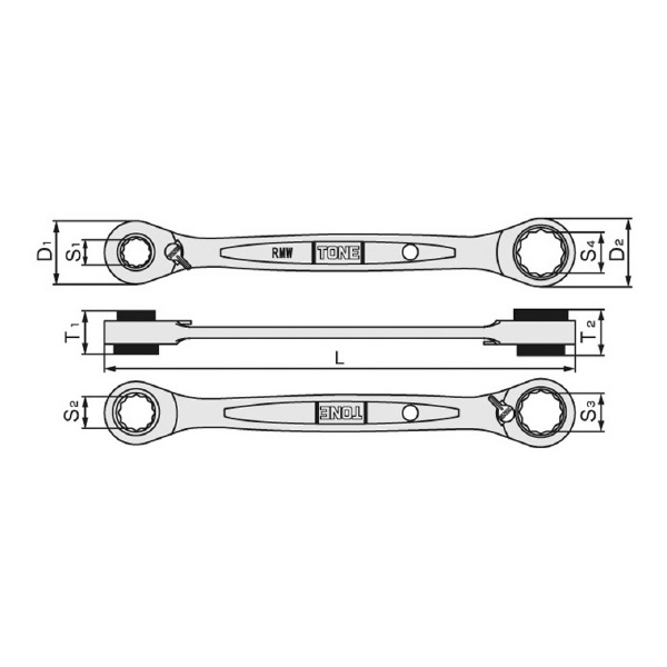 ＴＯＮＥ（株） 4WAYラチェットめがねレンチ RMW ４ウェイラチェットめがねレンチ RMW-0813