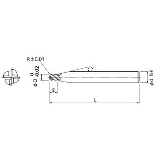 日進工具（株） 無限コーティングプレミアム 高硬度用4枚刃ラジアスエンドミル MHDH445R 無限Ｐ　高硬度用４枚刃ラジアスエンドミル MHDH445R ﾌｧｲ4X8XR0.2
