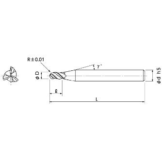 日進工具（株） 無限コーティング 3枚刃ボールエンドミル MSB345 無限コーティング　３枚刃ボールエンドミル MSB345 R6