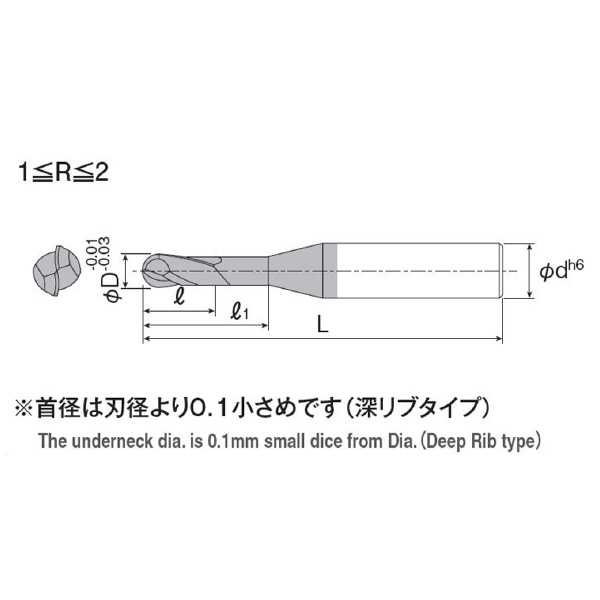 岡﨑精工（株） 超硬ロングボールエンドミル OKコート SBD2LH 超硬ロングボールエンドミル　ＯＫコート SBD2LH 1.0R