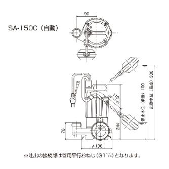 （株）寺田ポンプ製作所 小型水中ポンプ SA 小型水中ポンプ SA-150C 60HZ