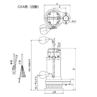 （株）寺田ポンプ製作所 水中ポンプ CXA 水中ポンプ CXA-250 60HZ