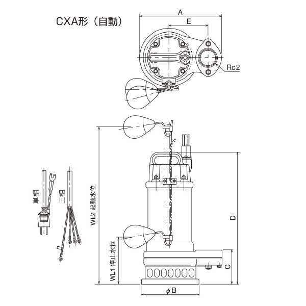 （株）寺田ポンプ製作所 水中ポンプ CXA 水中ポンプ CXA-250T 60HZ