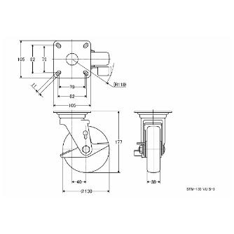 （株）ナンシン 産業用キャスター STM 産業用キャスター STM-130VU S-3