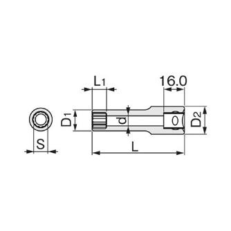 ＴＯＮＥ（株） ディープソケット(12角) 4D ディープソケット 4D-16L