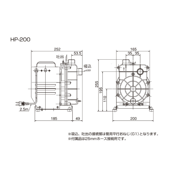 （株）寺田ポンプ製作所 ハンディポンプ HP ハンディポンプ HP-200*50.60HZ