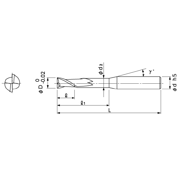 日進工具（株） ダイヤモンドコーティング2枚刃ロングネックエンドミル DCHR230 ダイヤモンドコート２枚刃ロングネックＥＭ DCHR230 0.5X2