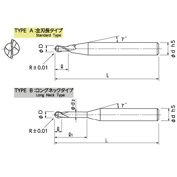 日進工具（株） アルミ加工用ボールエンドミル ALB225 アルミ加工用ボールエンドミル ALB225 R6X24