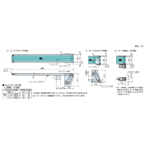 オークラ輸送機（株） ベルコンミニIIIシリーズ DHH35DL400 ベルコンミニⅢシリーズ DHH35DL400B02L03X