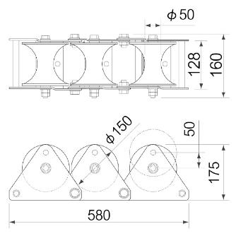 育良精機（株） 三連コロ ISS 三連コロ ISS-3400