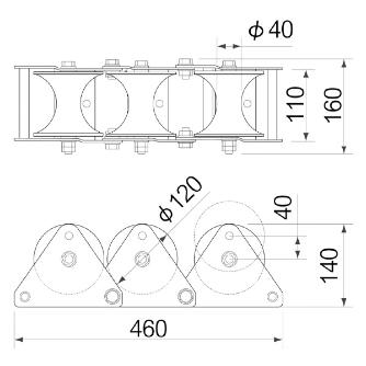 育良精機（株） 三連コロ ISS 三連コロ ISS-3600