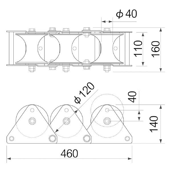 育良精機（株） 三連コロ ISS 三連コロ ISS-3600