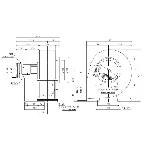 ＳＤＧ（株） 安全増防爆型電動送風機 ME-AH 安全増防爆型電動送風機 ME-AH-800-L313