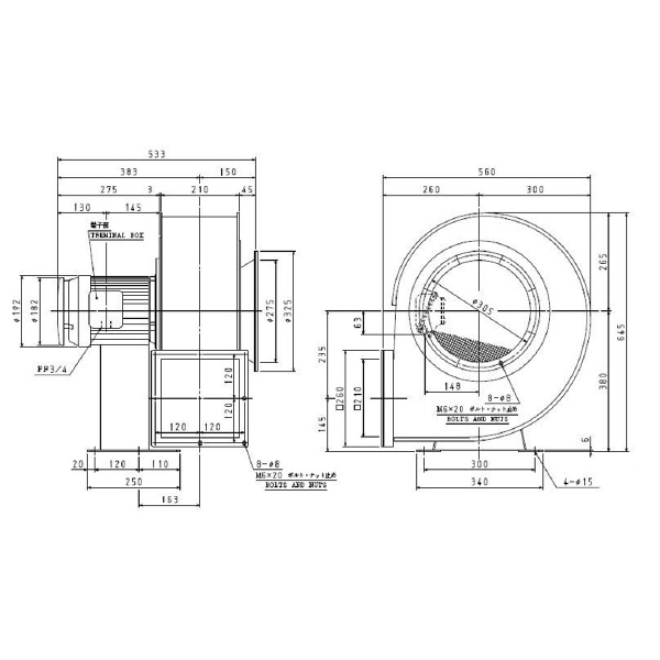 ＳＤＧ（株） 安全増防爆型電動送風機 ME-AH 安全増防爆型電動送風機 ME-AH-1200-L313