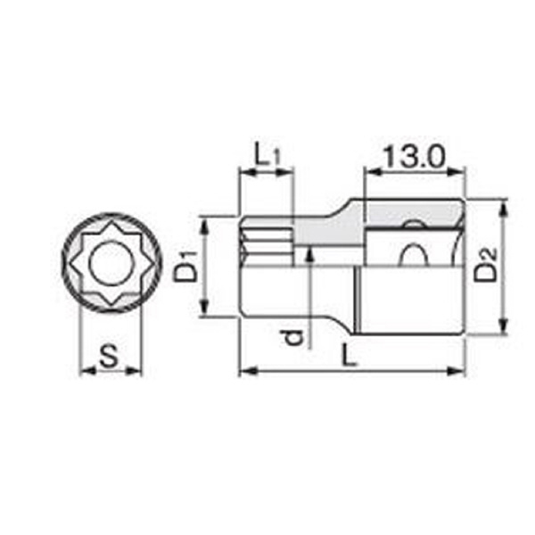 ＴＯＮＥ（株） ソケット(8角) 3E ソケット 3E-13