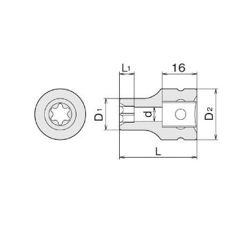 ＴＯＮＥ（株） インパクト用トルクスソケット 4ATX インパクトトルクスソケット 4ATX-E16