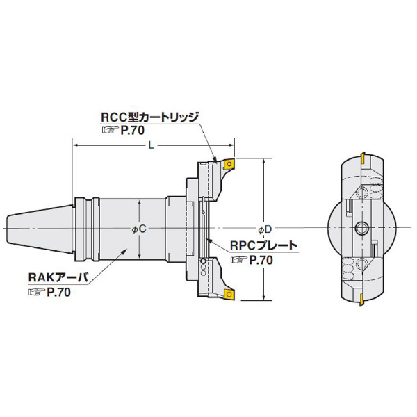 （株）日研工作所 バランスカット大径用ボーリングバー BT-RAC バランスカット大径用ボーリングバー BT40-RAC130-205