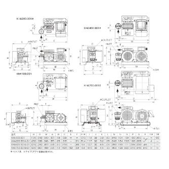オリオン機械（株） 高真空ドライポンプ モータ付 KHA 高真空ドライポンプ　モータ付 KHA200A-301A-G1
