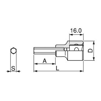 ＴＯＮＥ（株） ヘキサゴンソケット(インチサイズ) 4HB ヘキサゴンソケット 4HB-16