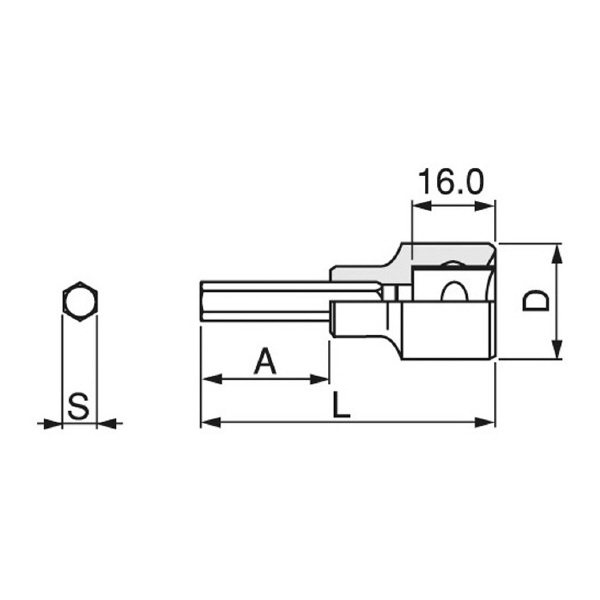 ＴＯＮＥ（株） ヘキサゴンソケット(インチサイズ) 4HB ヘキサゴンソケット 4HB-16