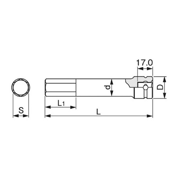 ＴＯＮＥ（株） インパクト用セミロングヘキサゴンソケット 4AH インパクトヘキサゴンソケット 4AH-17L75
