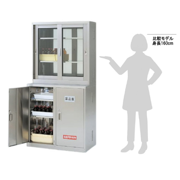 アズワン（株） ステンレス薬品庫 SN・SGセット 3-1122-12 ステンレス薬品庫　ＳＮ・ＳＧセット 3-1122-12
