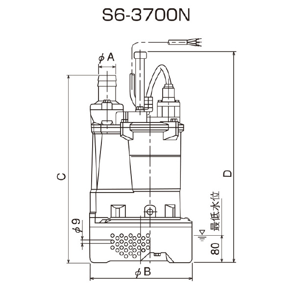 （株）寺田ポンプ製作所 水中ポンプ S 水中ポンプ S6-3700N 50HZ