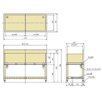 アズワン（株） 全エンビリンス流し台 1200型 3-5344-02 全エンビリンス流し台　１２００型 3-5344-02