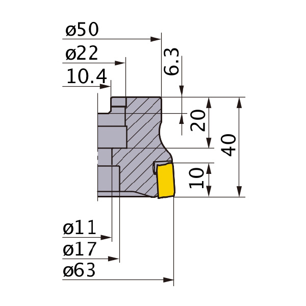 三菱マテリアル（株） カッタ 肩削り用(アーバタイプ) VOX400 カッタ　肩削り用（アーバタイプ） VOX400-063A04R