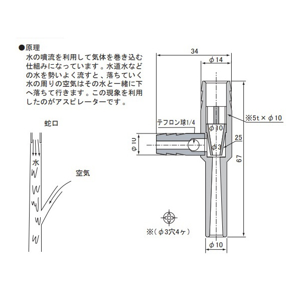 アズワン（株） 水流ポンプ 1-689 水流ポンプ　テフロン製 1-689-04
