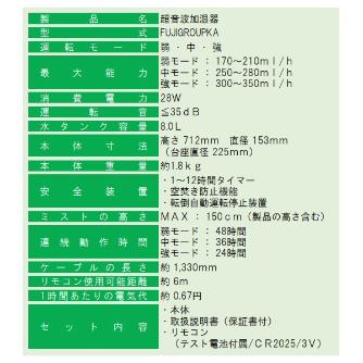 富士製砥（株） 超音波加湿器 FUJIGROUPKA 超音波加湿器 FUJIGROUPKA