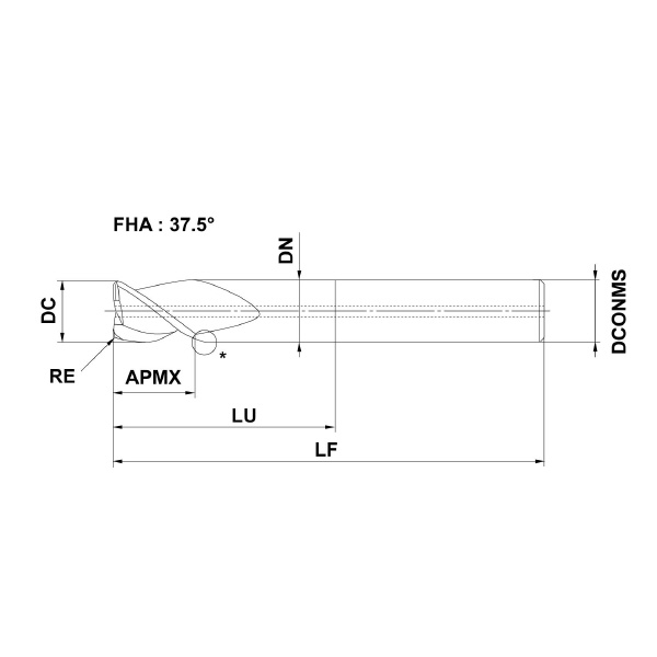 三菱マテリアル（株） DLCコーティングラジアスエンドミル DLC3SARB ＤＬＣコーティングラジアスエンドミル DLC3SARB250R200N55C