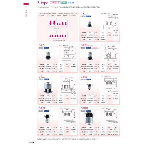 （株）フリーベアコーポレーション スプリングクッション付(上向用) C スプリングクッション付（上向用） C-6Z