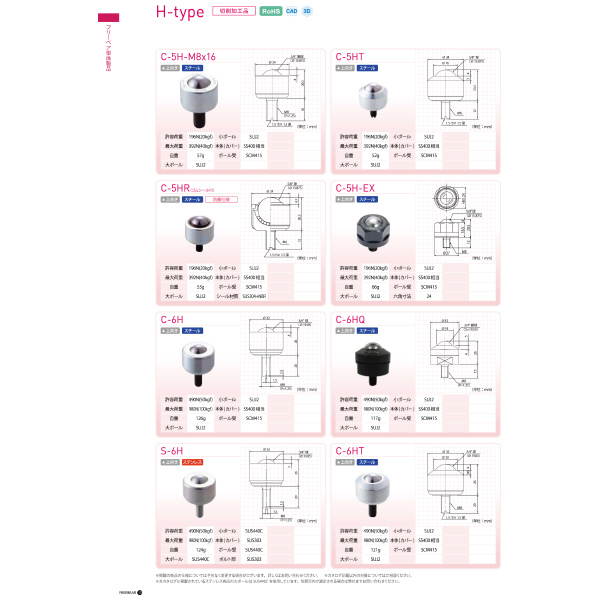 （株）フリーベアコーポレーション 切削加工品(上向用) オールステンレス製 S 切削加工品（上向用）　オールステンレス製 S-6H