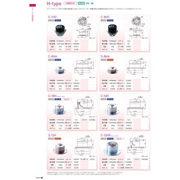 （株）フリーベアコーポレーション 切削加工品(上向用) オールステンレス製 S 切削加工品（上向用）　オールステンレス製 S-12H