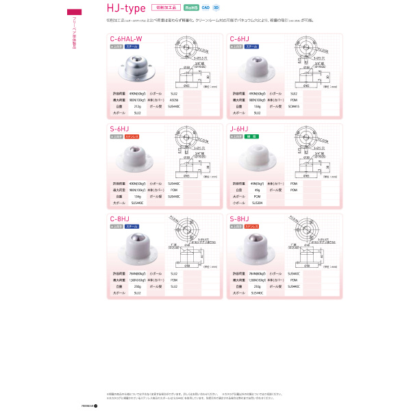 （株）フリーベアコーポレーション 切削加工品(上向用) オールステンレス製 S 切削加工品（上向用）　オールステンレス製 S-6HJ