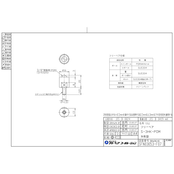 （株）フリーベアコーポレーション SーHKシリーズ S-3HK Ｓ－ＨＫシリーズ S-3HK-POM-CR