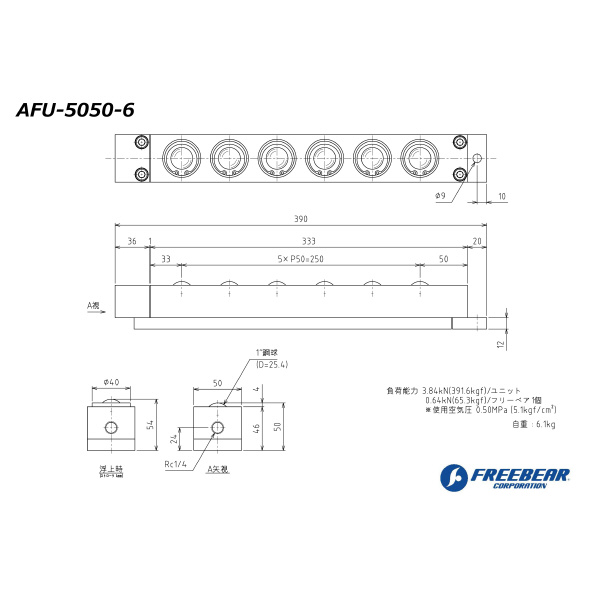 （株）フリーベアコーポレーション AFU エアー浮上式フリーベアユニット AFU-5050 ＡＦＵ　エアー浮上式フリーベアユニット AFU-5050-6