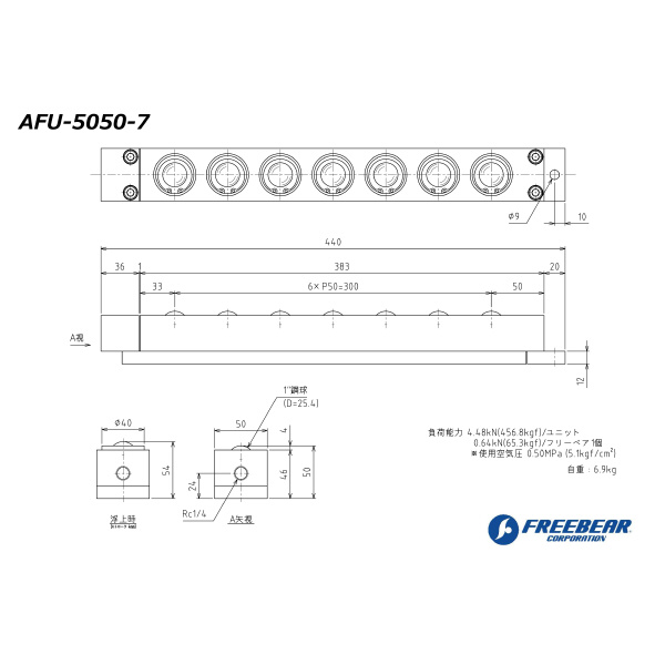 （株）フリーベアコーポレーション AFU エアー浮上式フリーベアユニット AFU-5050 ＡＦＵ　エアー浮上式フリーベアユニット AFU-5050-7