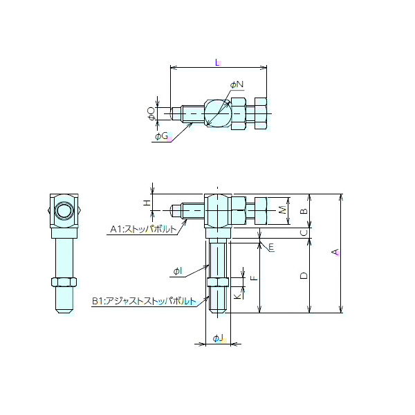 （株）ナベヤ アルミアジャストストッパーボルト AASB8 アルミアジャストストッパーボルト AASB8