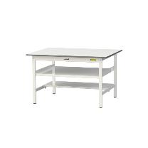 山金工業（株） ワークテーブル150シリーズ　固定式　中間棚板+半面棚板付　SUP