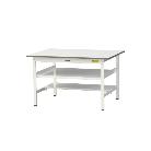 山金工業（株） ワークテーブル150シリーズ　固定式　中間棚板+半面棚板付　SUP