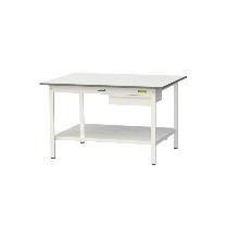 山金工業（株） ワークテーブル150シリーズ　固定式　キャビネット+全面棚板付　SUP