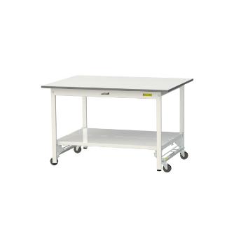 山金工業（株） ワークテーブル150シリーズ　ワンタッチ移動タイプ　全面棚板付　SUPU ワークテーブル１５０シリーズ SUPU-1290TT-WW