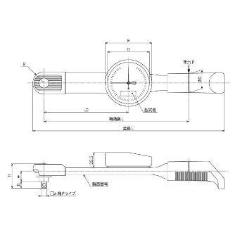 （株）東日製作所 置針付トルクレンチ DB 置針付トルクレンチ DB25N5-1/4-S