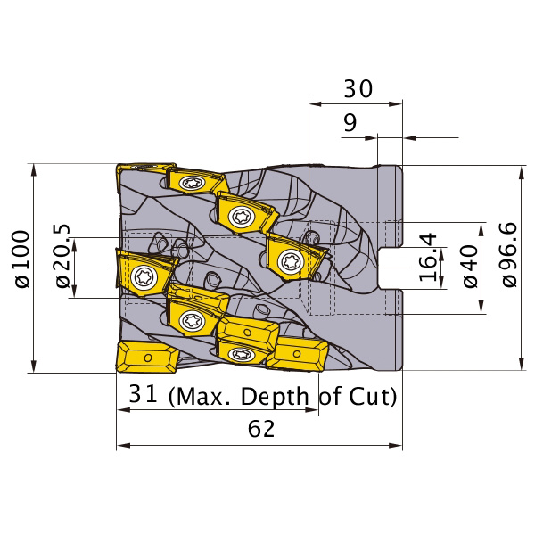 三菱マテリアル（株） カッタ 深切込み用(シェルタイプ) VFX カッタ　深切込み用（シェルタイプ） VFX6-100A06A031R