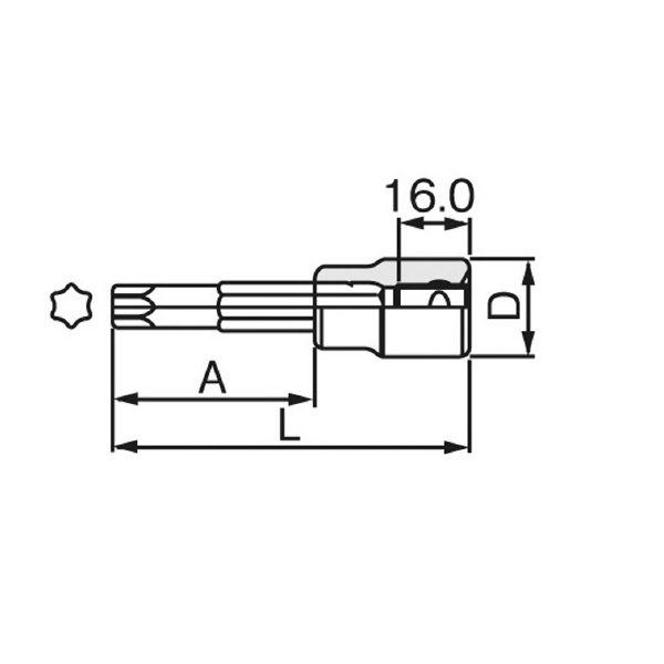 ＴＯＮＥ（株） ロングトルクスソケット(強力タイプ) 4TX トルクスソケット 4TX-T30L