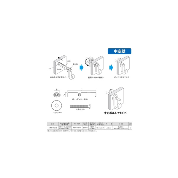 ジェフコム（株） パットアンカー(ステンレス) AP パットアンカー（ステンレス） AP-9S