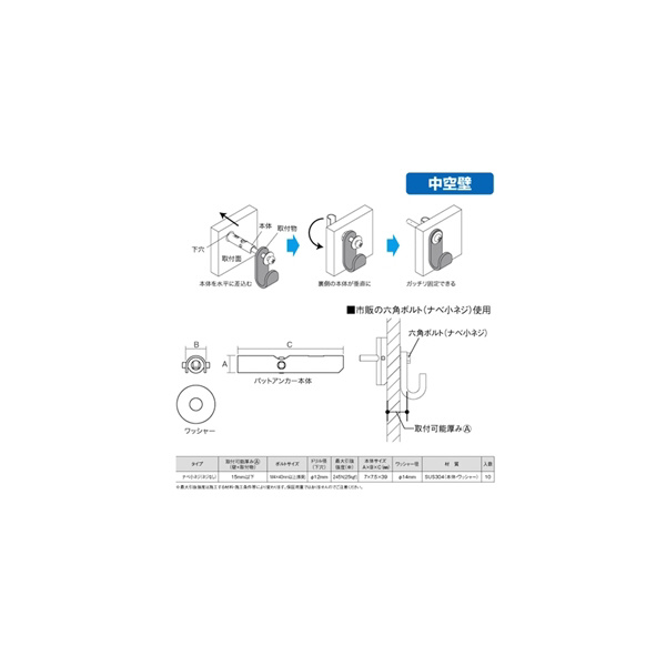 ジェフコム（株） パットアンカー(ステンレス) AP パットアンカー（ステンレス） AP-4SN