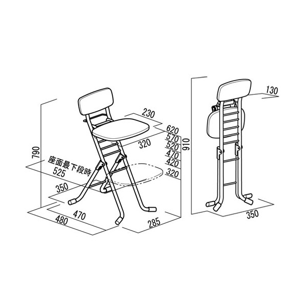 （有）ルネセイコウ リリィチェアM CSM-320T リリィチェアＭ CSM-320TD ﾀﾞｰｸﾌﾞﾗｳﾝ/ﾌﾞﾗｯｸ